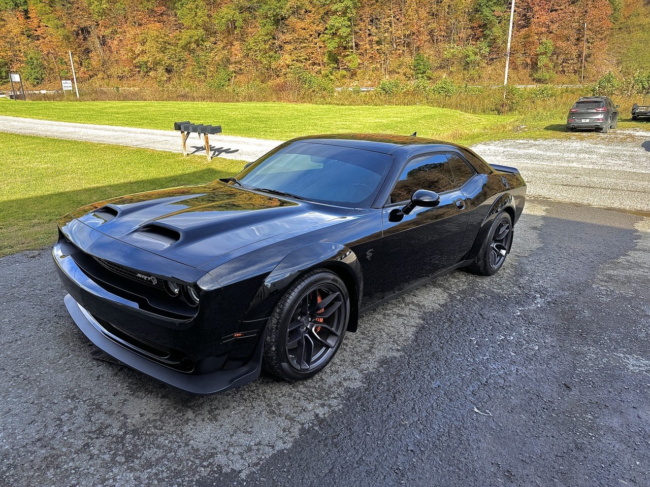 Black Dodge Challenger SRT detailed to perfection